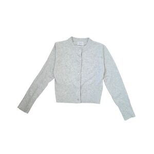 Soho Stella Old money Minimalist Quiet Luxury Preppy Gray Button Cardigan sz L